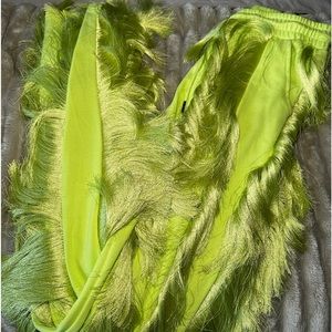 Minaamonroe Lemon Lime Green Fringe Pants